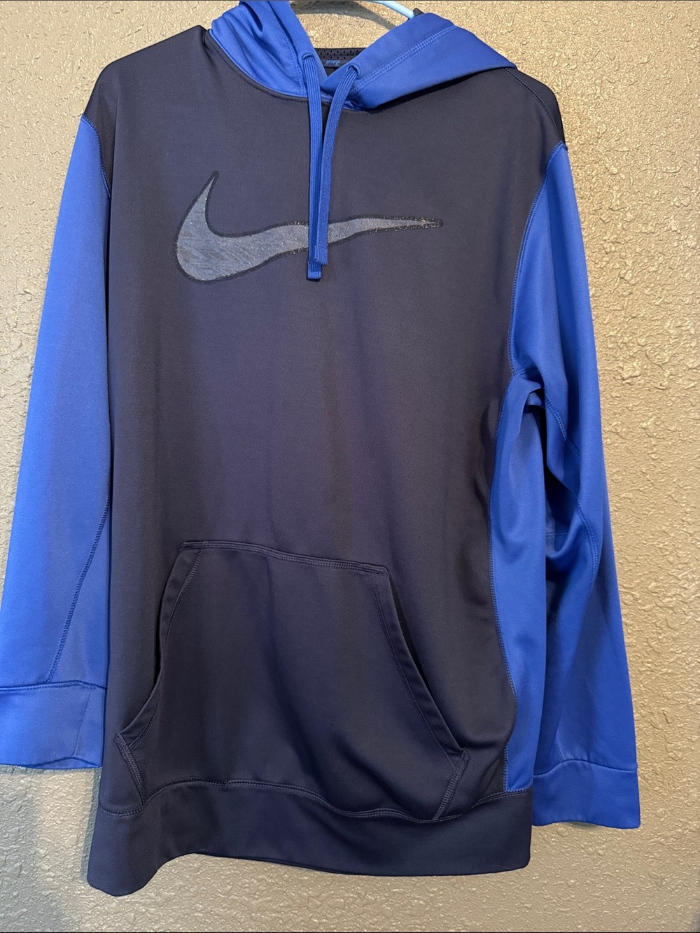 Nike Black and Royal Blue Hooded Pullover Sweatshirt